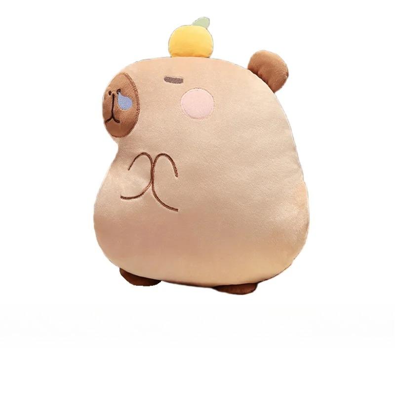 

3 in 1 Multifunctional Casual Style Capybara with Fleece Blanket Hand Warmer Pink Capibara Bird Star Caps Bed Cushion for Boy no blanket бежевый