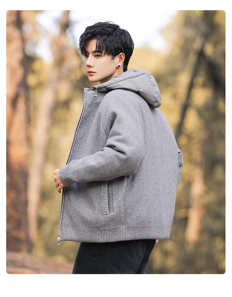 2025 Men's Loose Hooded White Duck Down Jacket - Trendy Casual Winter Knit