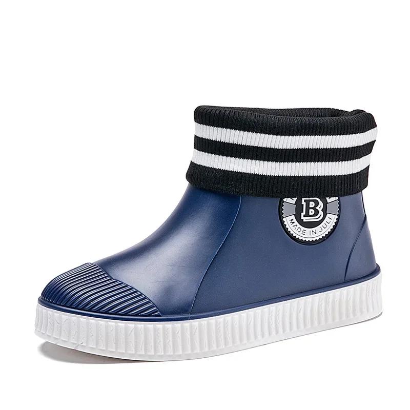 Mode Herren Regenstiefel Gummischuhe Wasserdicht Damen Arbeitsstiefeletten Winter Plus Baumwolle Slipper Unisex Stiefeletten Bottes De Pluie 2024