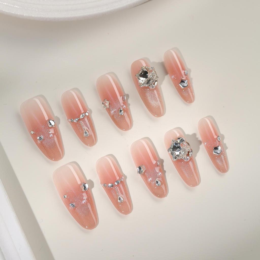 Zhuoshimei Handmade Removable Cat Eye French Nails: Light Luxury Manicure with Whitening Effect
