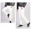 Men Faux Leather Pants Mid Waist Slim Fit Smooth Button Zipper Placket Solid Color Waterproof Hip Hop Style Streetwear Party Club Performance Trousers