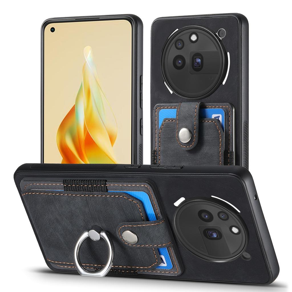 For Nothing Phone (3a) Pro Phone Case Leather Back Cover with Card Slots Kickstand