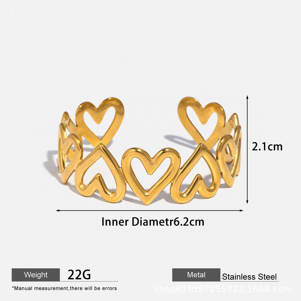 

Минималистичный регулируемый браслет-бенгл из нержавеющей стали в форме сердца - Устойчивый к выцветанию, Европейский и американский стиль, Горячо продаваемый. серебряный