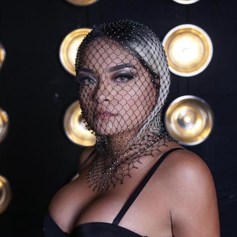Meier Rhinestone Fishnet Headband - Trendy Holiday Carnival Sparkling Diamond Face Mask - Performance Hat