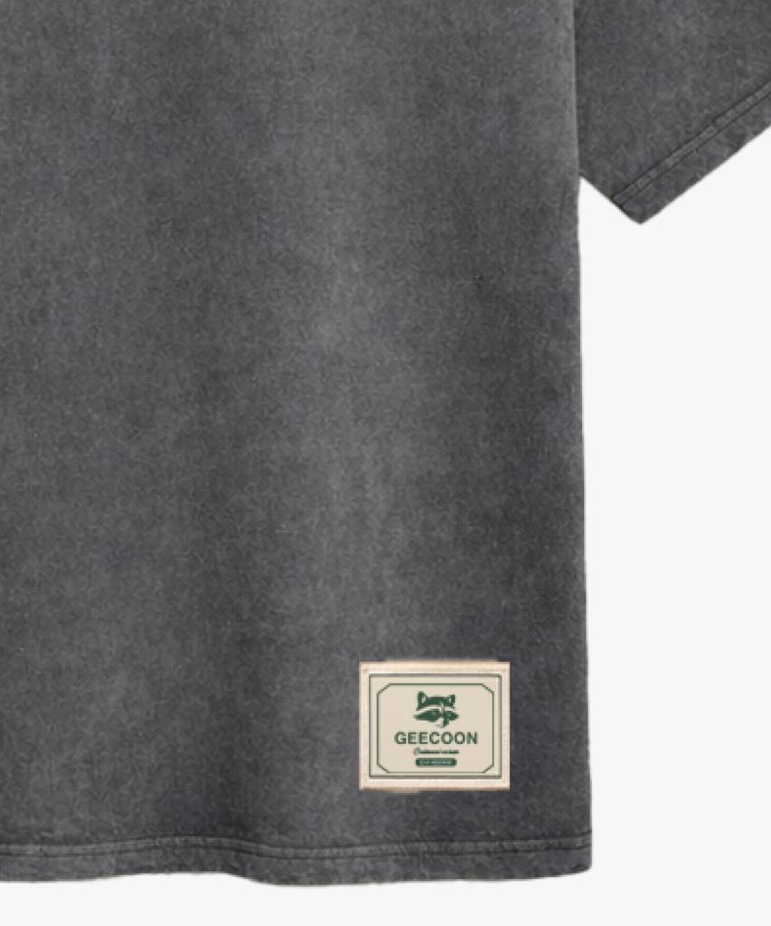 Jikun Soft Mute Patch Pigment Short Sleeve T-Shirt Gee265-102 Charcoal