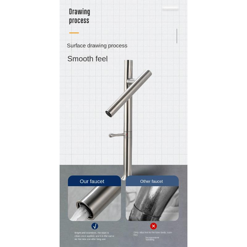 Stainless Steel Kitchen Faucet Cold and Hot Dual Control Brushed Vegetable Basin Faucet Mixer Tap