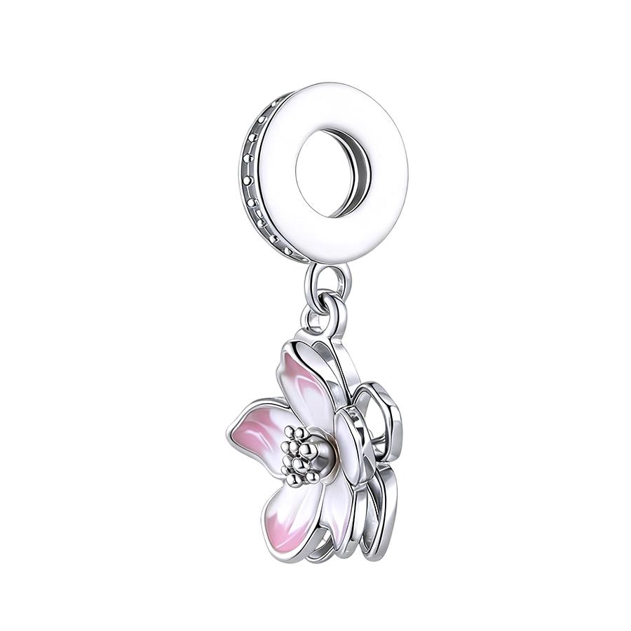 Pink Flowers Series Charm Beads Daisy Flower Clip Cherry Blossom Rose In Bloom Fit Original Bracelets Diy Jewelry Gifts