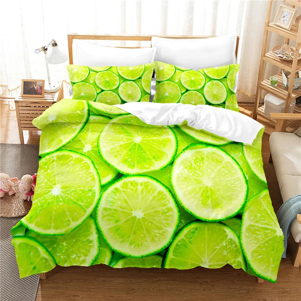 Ropa Cama 3D Print Bayberry, Litchi,Lemon Twin Bedding SetsThick Soft Comfortable Bed Comforter Set Home Textiles Fruit Design