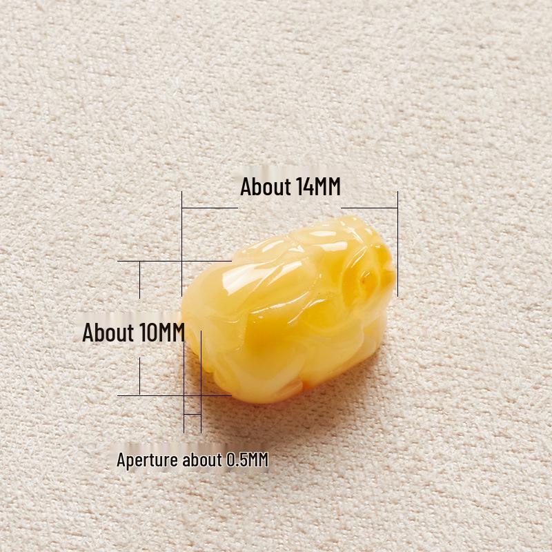 Янтарный браслет-подвеска Пиксю из пчелиного воска с бусинами