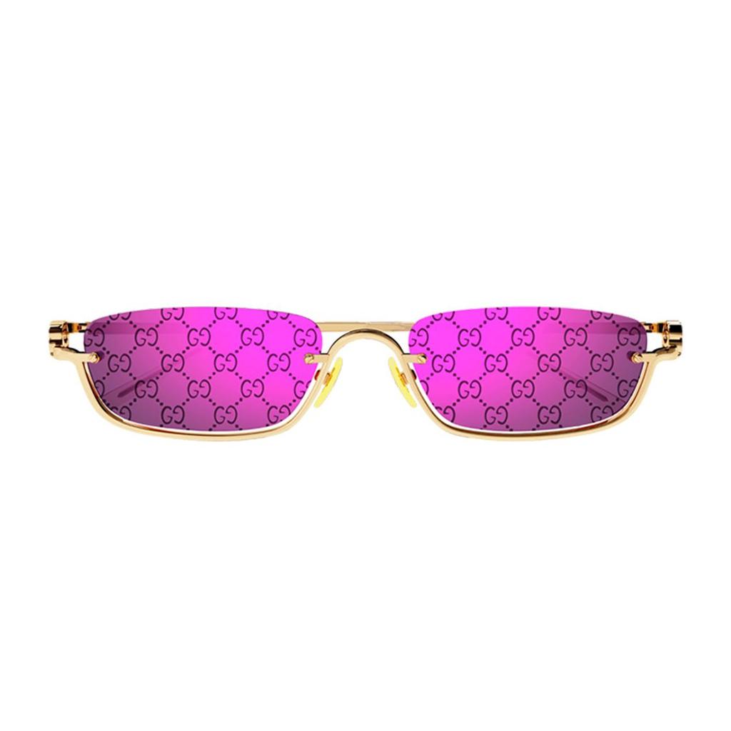 Gucci Occhiali da sole rettangolari con lenti viola fantasia Unisex occhiali da sole GG1278S-005