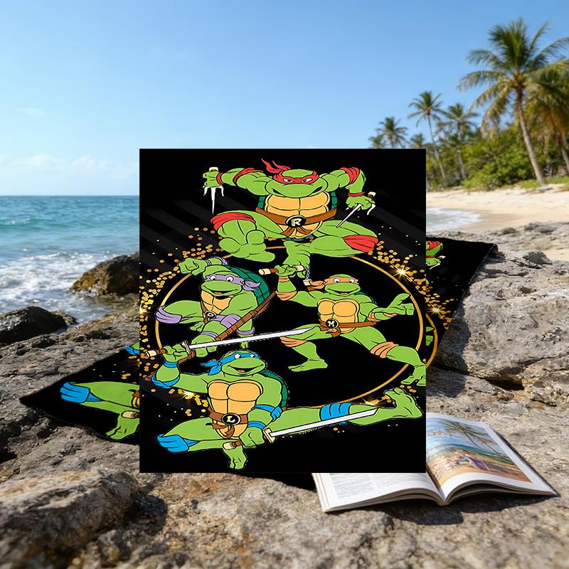 1pc Teenage Mutant Ninja Turtles Beach Towel, Beach and Seaside Swimming Pool Equipment, Fashion Pattern, Rectangular, Travel Essentials
