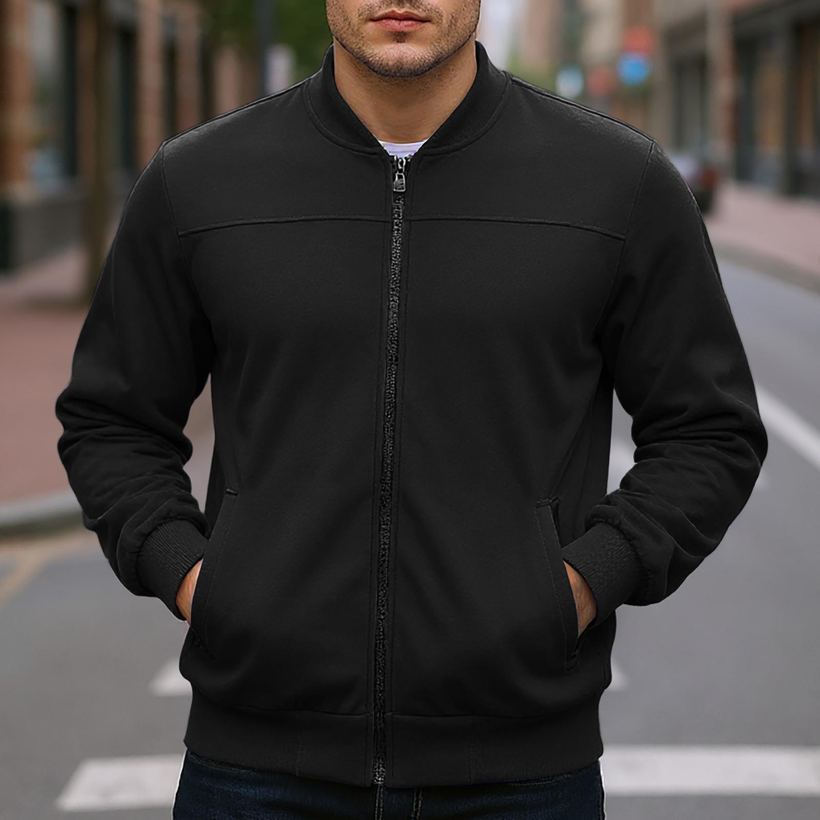 

Men s Relaxed-Fit Casual Workwear Baseball Jacket Long-Sleeve Outerwear L