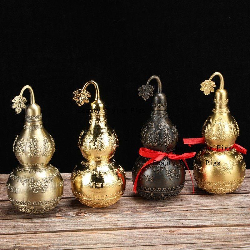 1pc Metal Gourd Ornament Home Decoration Feng Shui Accessories Hotel Gourd Ornaments Metal Decorative Crafts Gourd-shaped Design