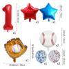 9pcs Baseball Themed Aluminum Foil Balloon Set 32inch Digital Pentagram Glitter Ball Children's Birthday Party Decoration