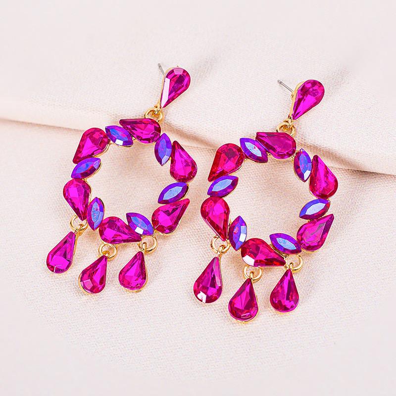 Pinkdudu Sparkling Dual Element Earrings  Alloy Hoop with Dangling Teardrop Crystals Modern Geometric Jewelry  PD897