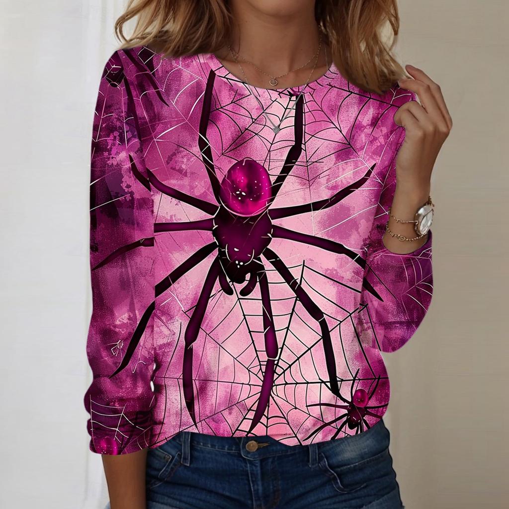 Women's Halloween Printed Round-neck Loose Long-sleeved Top