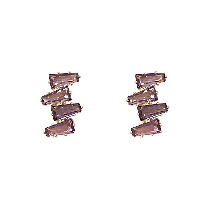 Purple Zircon French-Korean Minimalist Stud Earrings for Women