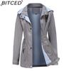 BITCED Autumn/Winter Detachable Hood Trench Coat Plus Size Women's Raincoat