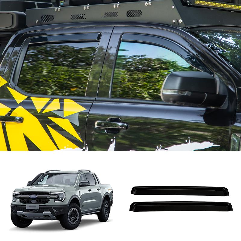 Window Visor Embedded Car Weather Shield Wind Deflector Translucent Black Car Accessories For Ford Ranger T9 Raptor Pickup Truck