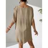 Pure Color V-Neck Lightweight Transparent Loose Dress Beach Casual Comfort Sun Protection Cover Up Fashion Beachwear
