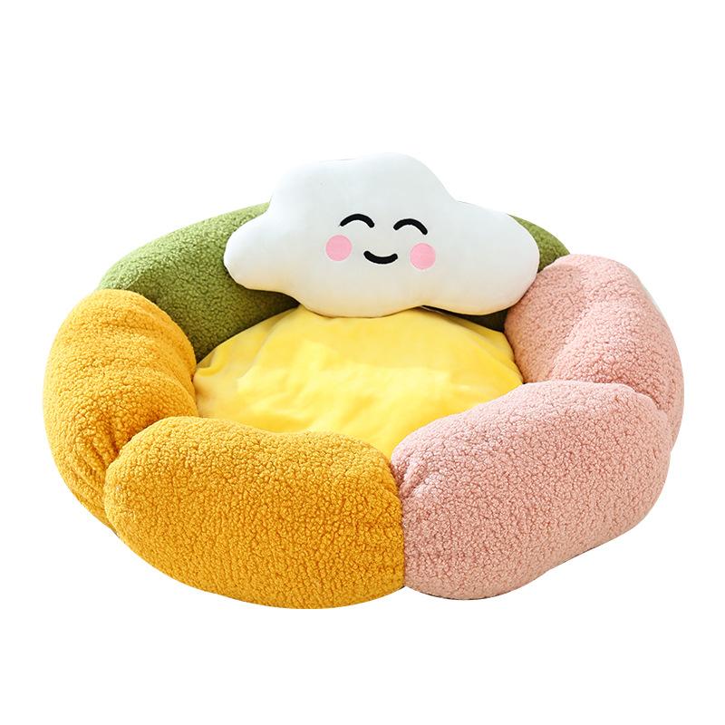 New Cloud-shaped Cat Bed with Pillow, Petal Bed, Warm Pet Bed for Autumn and Winter, and Small Dog Bed