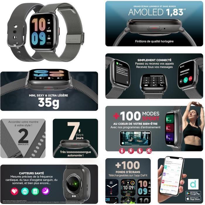 Montre Connectée Homme AMOLED 1.83'' Gris - ECHO Rainbow Nano