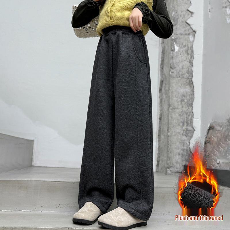 

Флисовые брюки с высокой посадкой и широкими штанинами для девочек на осень/зиму - для детей среднего и старшего возраста 150 cm