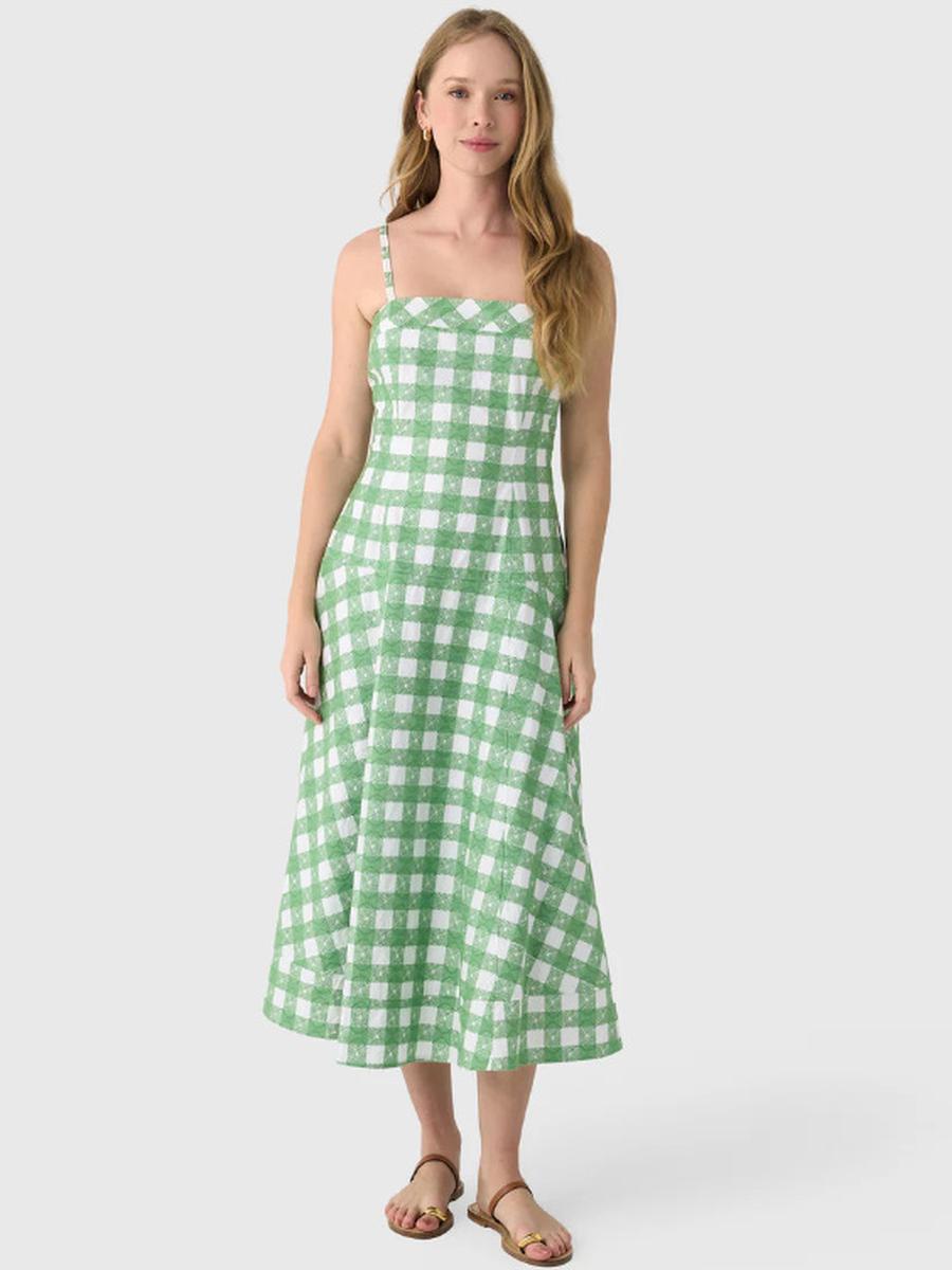 New Year s Summer Hot Style Plaid Plus Size Strappy Dress S светло-зеленый