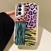 Splicing Purple Leopard Print Phone Case for Samsung Galaxy A55 A07 A17 A56 A36 A26 A16 A53 A06 A14 A24 A34 A54 A15 A12 Cover