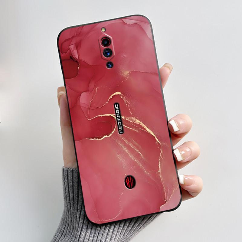 Case For ZTE Nubia Red Magic 5G 5S Cute Heart Rabbit Black Matte Soft Silicone Protective Back Cover RedMagic 5G 5S Phone Case