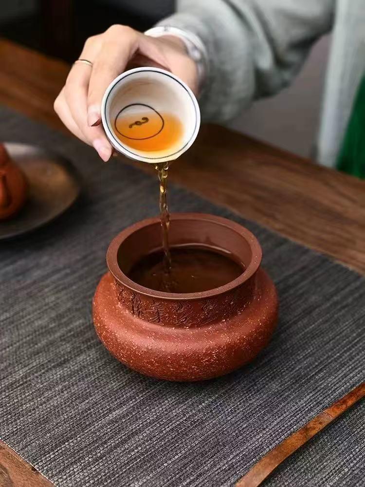 Yixing Zisha Handmade Ceramic Tea Waste Bowl Pen Holder