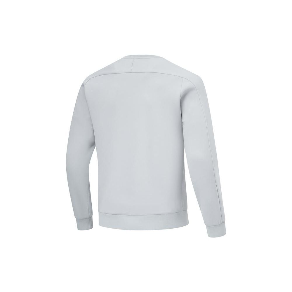 Li-Ning Fitness Series Solid Color Crew Neck Pullover Knit Sweatshirt Men Sweatshirt Mist-Gray AWDU057-9