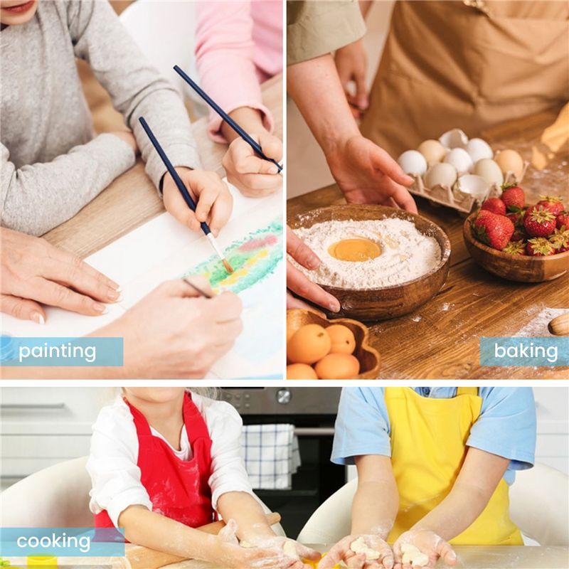 Good-8-Piece Children's Apron And Chef Hat Set, Adjustable, With 2-Pocket Kitchen Apron Apron