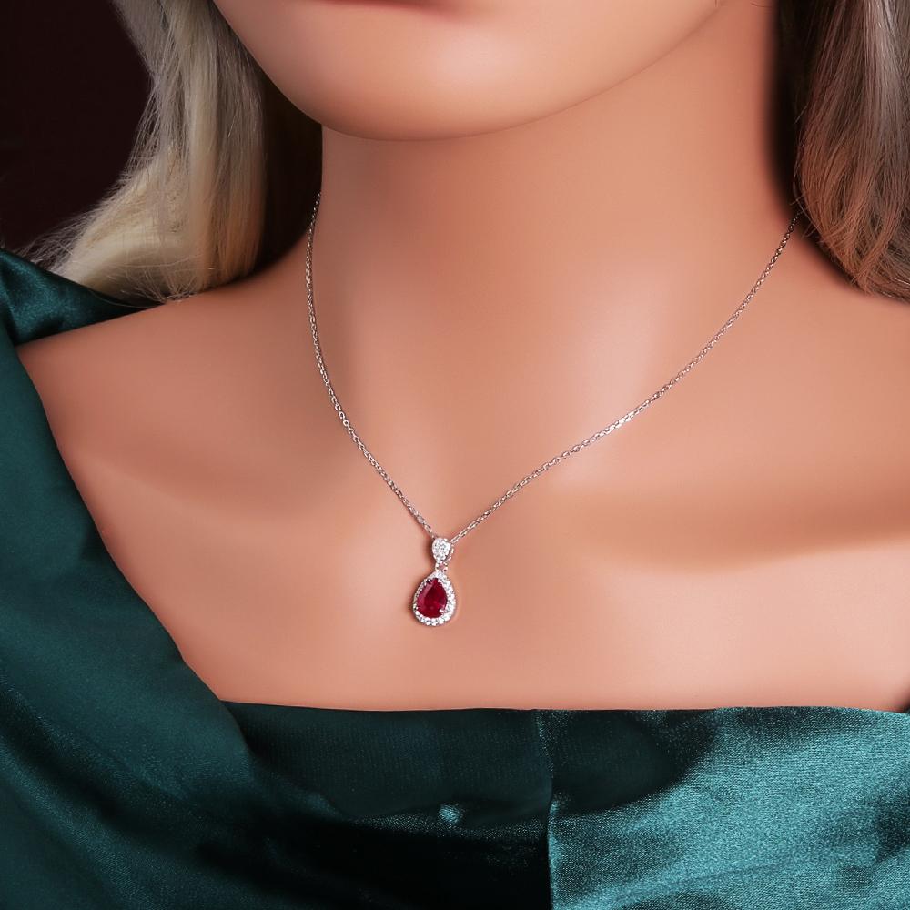 Exquiste Silver Ruby Pendant Necklace Small Elegant Designs S925 Silver Natural Gemstones Fine Jewelry for Women Daily Wear