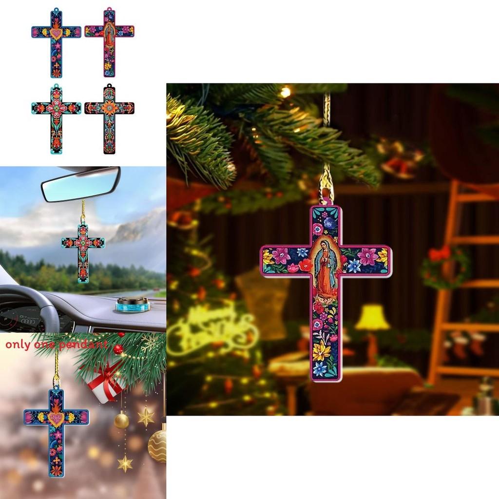 Car Decor Easter Acrylic Cross Pendant With Minimalist Look For Auto Interior