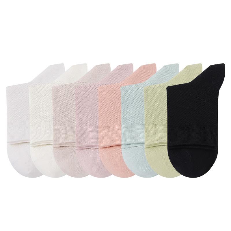 5 Pairs Mesh Summer Socks Short Tube Midtube Socks Mesh Breathable Antibacterial Summer Socks