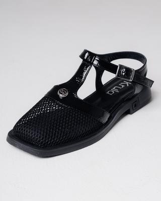 Sandalen mit Netz 19883 36 schwarzes Lackleder