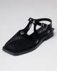 19883 36 Black Patent Leather Sandals with Mesh