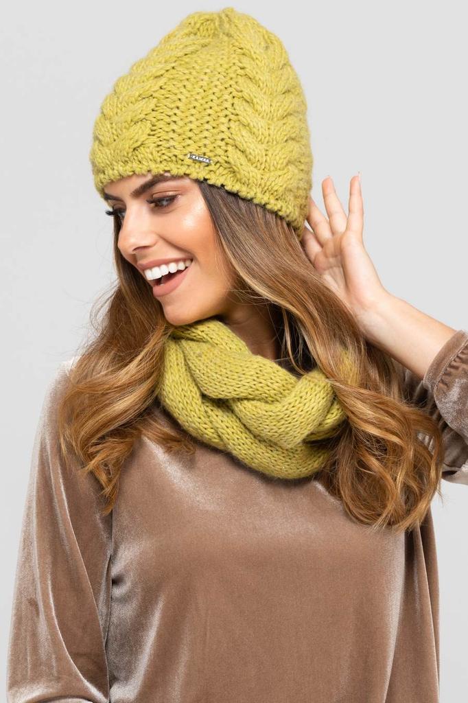 Idaho Braid Hat and Snood Set Lime Green
