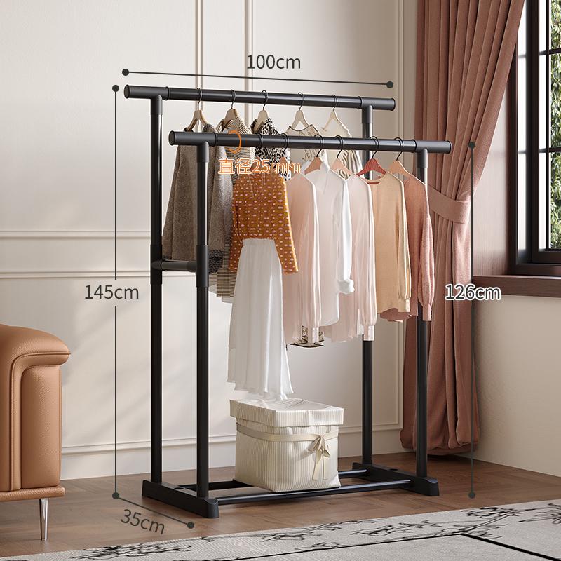 Multifunctional Floor Coat and Clothes Drying Rack for Bedroom, Balcony, or Dorm.