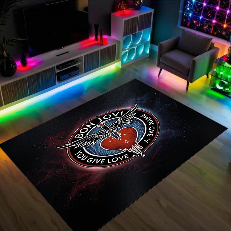 Bon Jovi Design Crystal Velvet Carpet Cozy Non?Slip Printed Rug For Bedroom Living Room Entrance