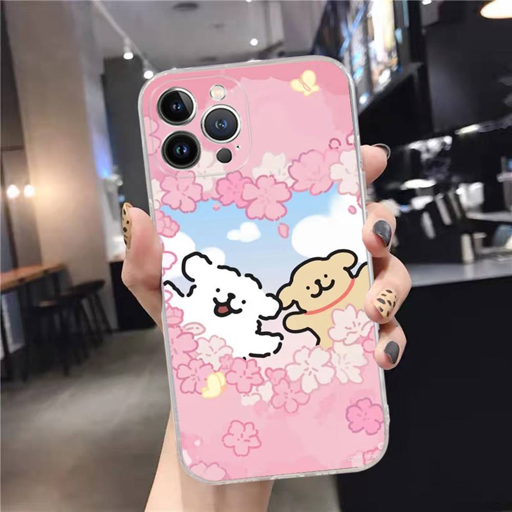 1pc Cute Cartoon Line Dog Maltese Phone Case For IPhone 17 16 15 14 11 12 13 Mini Pro XS Max Plus Funda Shell