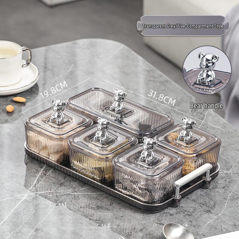 Transparent 5-Compartment Snack & Fruit Tray