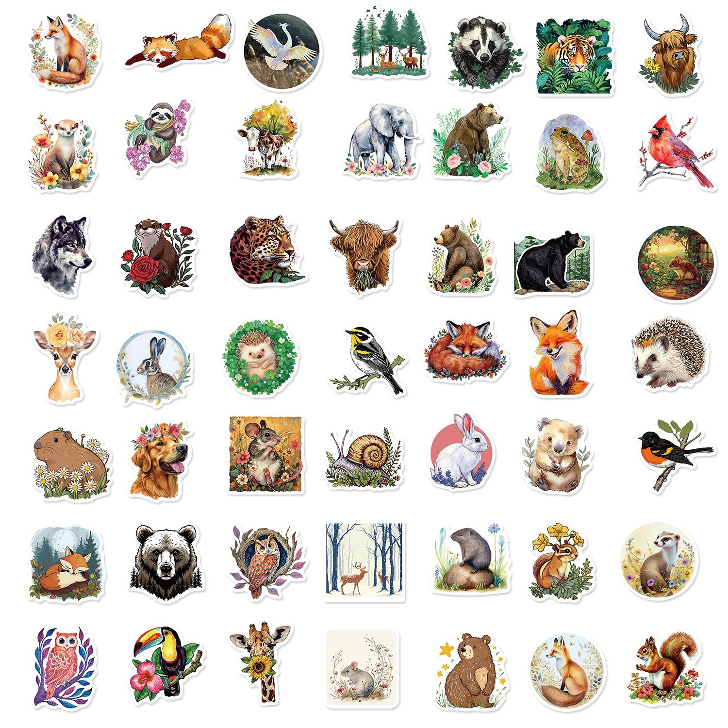 

50 Cartoon Forest Animal Graffiti Stickers Decorative Guitar Notebook Suitcase DIY Waterproof Stickers