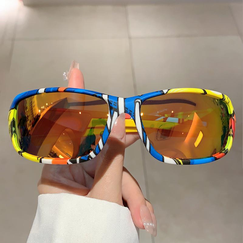 Y2k Men Sunglasses New Wrap Round Outdoor Sports Eyewear Trendy Fashion Mirrror UV400 Protection Eyewear