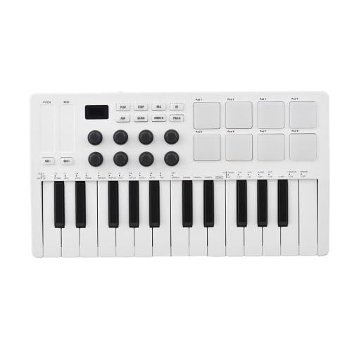 Btuty 25-Key MIDI Control Keyboard, Mini Portable USB Keyboard MIDI Controller with 25 Velocity-Sensitive Keys, 8 RGB Backlit Pads, and 8 Knobs