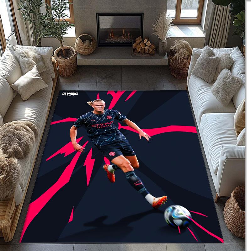 Erling Haaland Printed Flannel Area Rug Non Slip Soft Polyester Floor Carpet Indoor Decor Mat for Bedroom Living Room Sofa