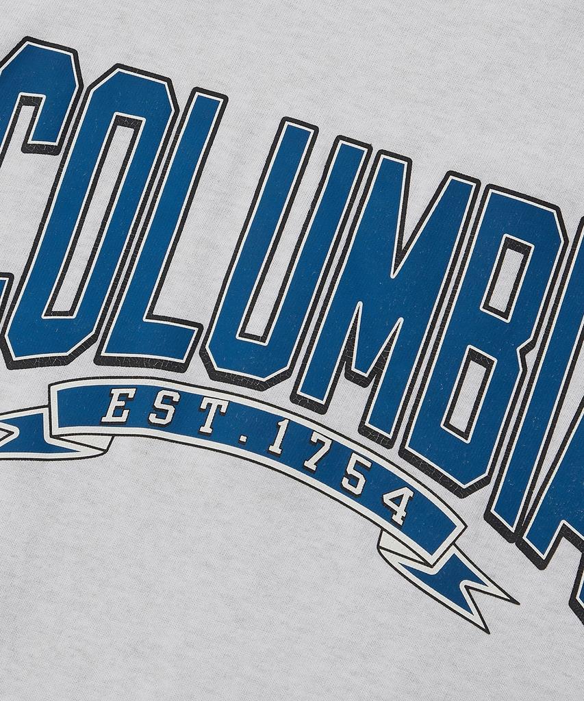 COLUMBIA UNIVERSITY Cu 80S Vintage Crack Logo S/S T-Shirts Light Melange