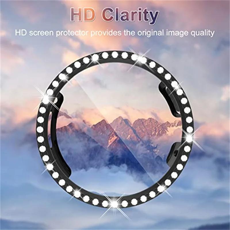 Diamond Case with Temepred Glass for Google Pixel Watch PC Bumper Screen Protector Women Full Bling Cover for Google Pixel Watch Accessories
