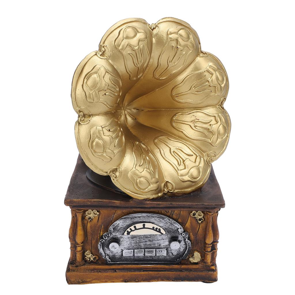 Modell Fonograf Retro Grammofon Skivspelare Harts Prydnad Dekoration Fotorekvisita Guld